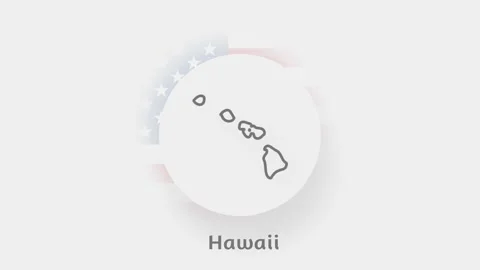 Hawaii State of USA. Animated map of USA showing the state of Hawaii. United Stock Footage 161207397