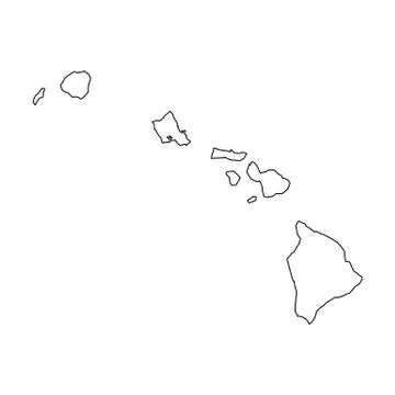 Hawaii, state of USA - solid black outline map of country area. Simple flat Ilustração Stock
