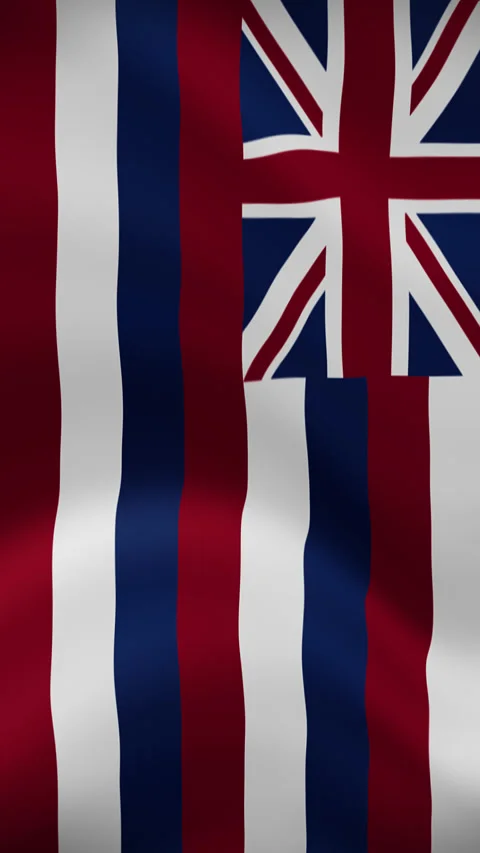 Hawaii State Waving Flag in Vertical Orientation – Realistic Loop Animation Stock Footage 294948826