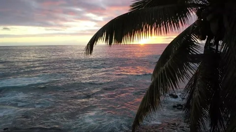 Hawaii Sunset Drone Up Video stock 144855334
