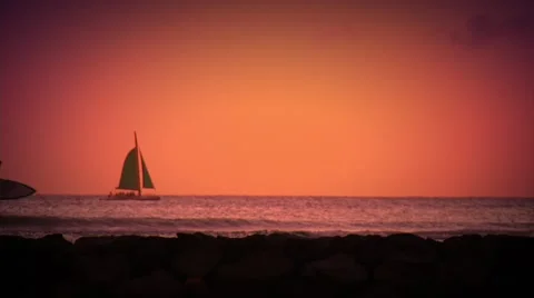 Hawaii Surfer at Sunset Video stock 43386953