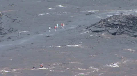 Hawaii Tourists in Kilauea Iki Crater 5 Stock Footage