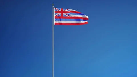 Hawaii (U.S. state) flag in slow motion seamlessly looped with alpha Stock Footage 70144563