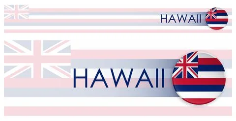 Hawaii US state horizontal web banner in modern neomorphism style. Webpage .. Illustrazione stock