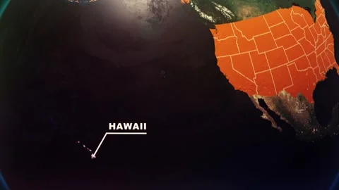 Hawaii US State Satellite Map Animation V1 Stock Footage 303620238