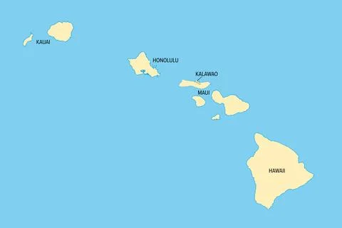 Hawaii, U.S. state, subdivided into 5 counties, political map Stock Illustration