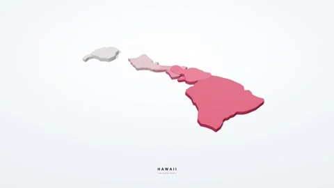 Hawaii USA 3D isometric state map with county borders rotating on a clean white Stockbeeldmateriaal 340404512