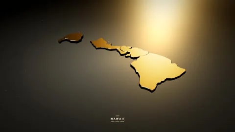Hawaii USA 3D state map in gold style Stock Footage 341171904