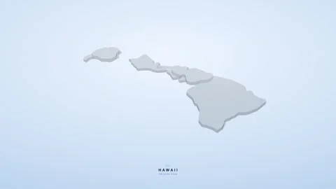 Hawaii USA state map 3D animation seamless loop Stock Footage 341068216