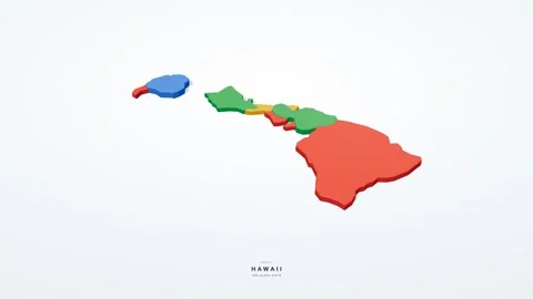 Hawaii USA state map 3D animation seamless loop Stock Footage 341069576