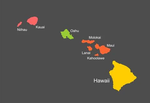 Hawaii vector map high detailed silhouette illustration Иллюстрация