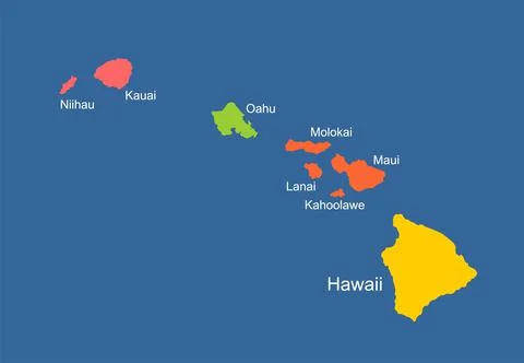 Hawaii vector map high detailed silhouette illustration Stock Illustration
