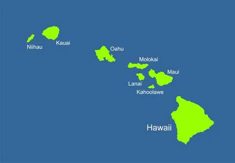 Hawaii vector map high detailed silhouette illustration Stock Illustration