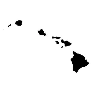 Hawaii vector map silhouette. High detailed illustration. United state of Ame Stock Illustration