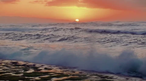 Hawaiian Beach Sunset 2 Stock Footage 46738411