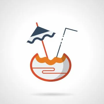 Hawaiian drinks flat color vector icon Stock Illustration