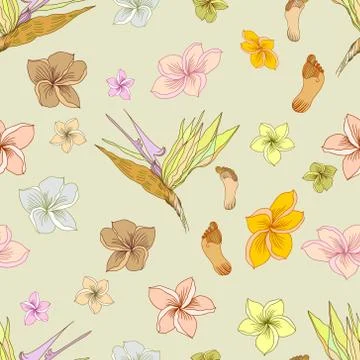 Hawaiian floral pattern Stock Illustration