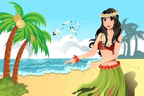 Hawaiian hula dancer Stock Illustration