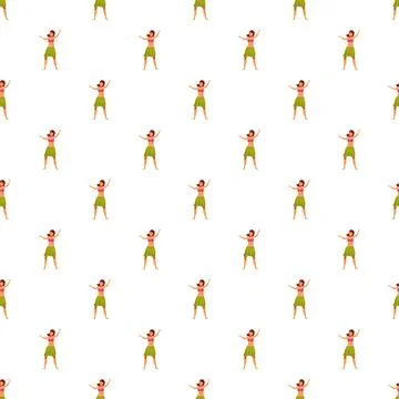 Hawaiian hula dancer repeating pattern on a white background 스톡 일러스트