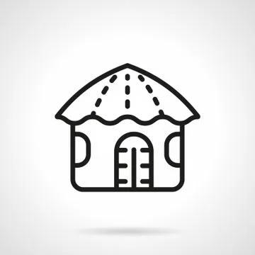 Hawaiian hut simple line vector icon Stock Illustration