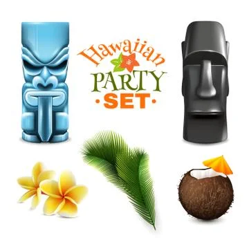 Hawaiian Party Elements Collection Stock Illustration
