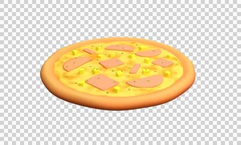 Hawaiian pizza. 3d rendering Stock Illustration