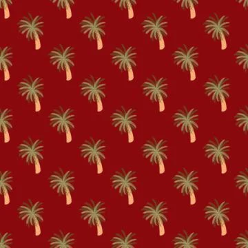 Hawaiian seamless pattern with beach palm tree ornament in green pale tones.  Stockillustratie