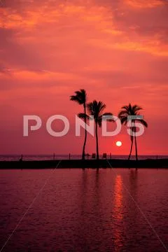 Hawaiian Sunset on Big Island Stock Photos