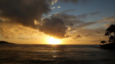 Hawaiian Sunset Time Lapse With Clouds and Waves Stock Footage 118675007