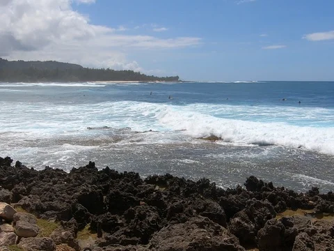 Hawaiian Waves Roll In Stock Footage 111105061