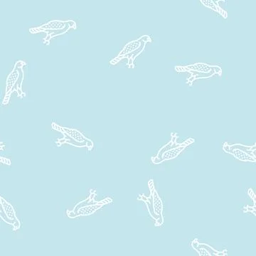 Hawk bird line seamless pattern Stock Illustration
