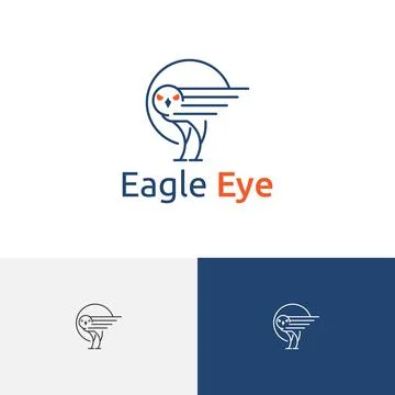 Hawk Eagle Eye Falcon Predator Bird Monoline Logo Template Stock Illustration