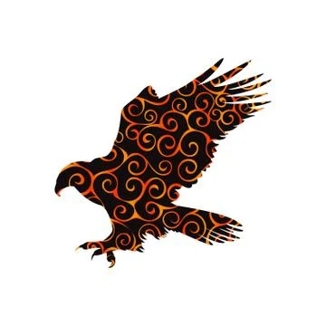 Hawk eagle falcon bird spiral pattern color silhouette animal Illustrazione stock