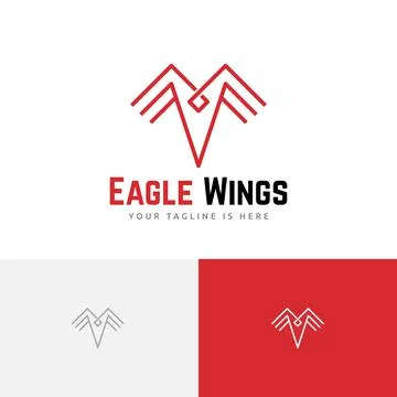 Hawk Eagle Falcon Wings Bird Monoline Modern Logo Template Stock Illustration