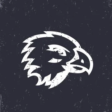 Hawk, eagle head for logo design, white on dark, vector illustration Stock Illustration
