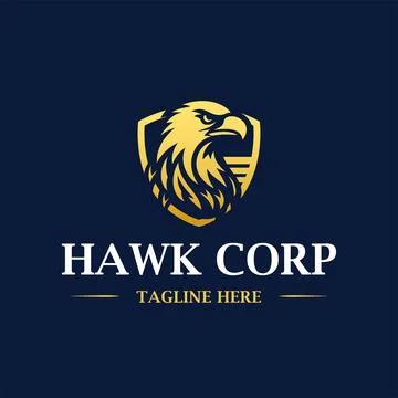 Hawk or eagle shield logo design template Stock Illustration