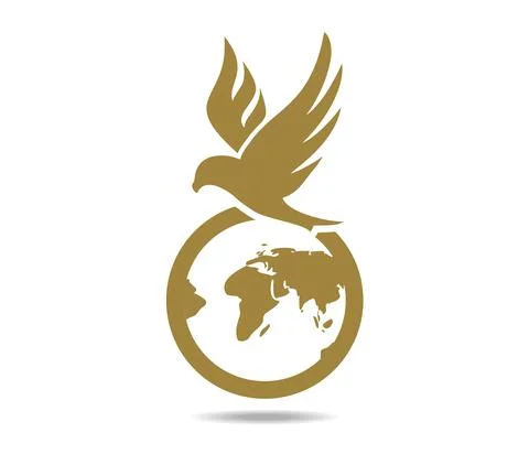 Hawk over the globe. Falcon over the planet earth. Logo Stock Illustration