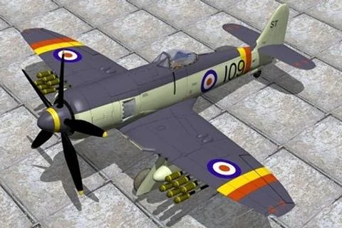 Hawker Sea Fury FBXI 3D Model