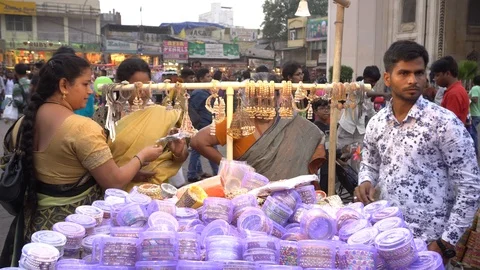 Hawkers at Charminar Stock Footage 103310663