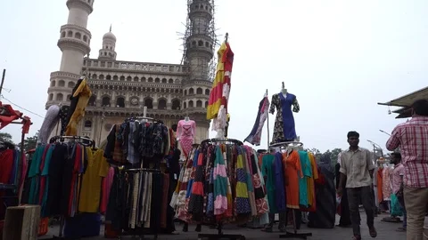 Hawkers at Charminar 스톡 동영상 103310904