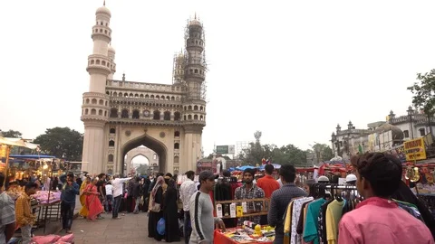 Hawkers at Charminar Video stock 103310916
