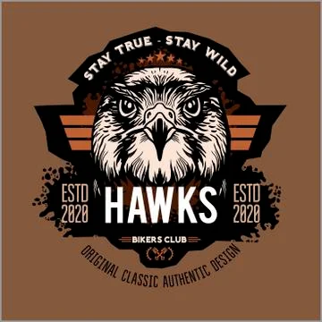 Hawks head logo Template, Hawk mascot graphic Stock Illustration