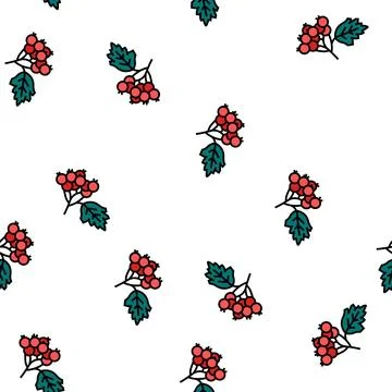 Hawthorn berry vector seamless pattern イラスト素材