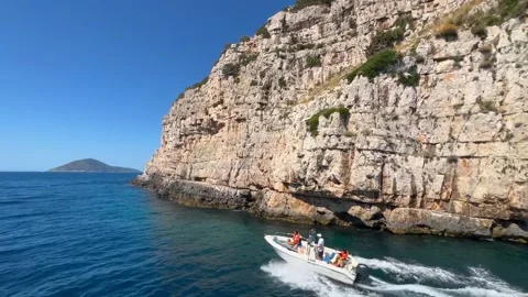 Haxhi Ali Cave: Exploring the Hidden Marvels of Vlore's Adriatic Sea Stock Footage 247086085
