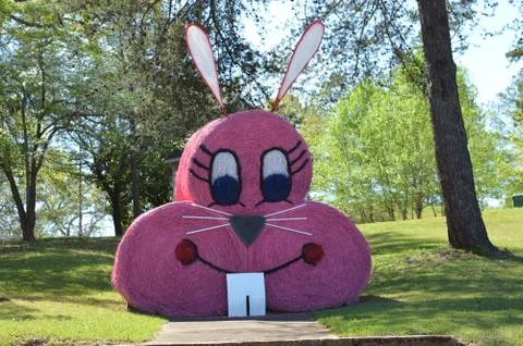 Hay Bale Easter Bunny Stock Photos
