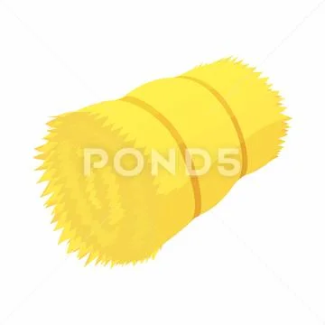 Hay bale icon in cartoon style Stock Illustration