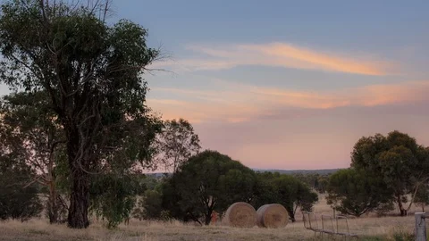 Hay bale on the landscape Stock Footage 94883287