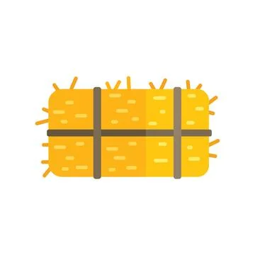 Hay bale rectangular bales tied with ropes flat design icon Stock Illustration