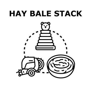 Hay bale stack creating farm vector concept Stock Illustration
