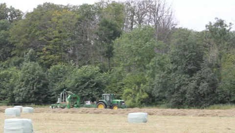 Hay bale wrapping Stock Footage 7909958